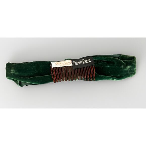 Vintage 1950s Bonwit Teller Therese Ahrens Velvet Hair Bow Comb Pair Retro 8.5” main image 4